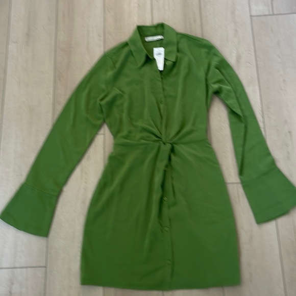 Abercrombie & Fitch Long-Sleeve Twist-Front Shirt Dress size small tall - Picture 2 of 3